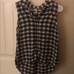 Red Camel Plaid Button Up Tank